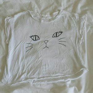 Cropped cat face tshirt